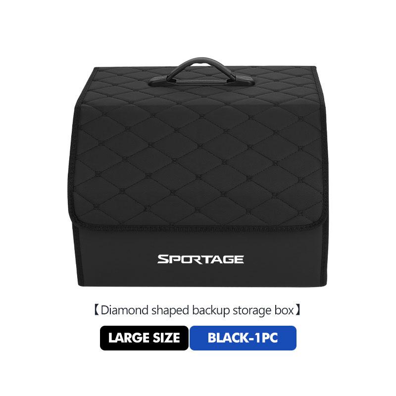 AANM1 Leather Car Logo Trunk Camping Storage Box Large Capacity Tool Organizer Accessories For KIA Sportage 2016 2017 2018 Sephia