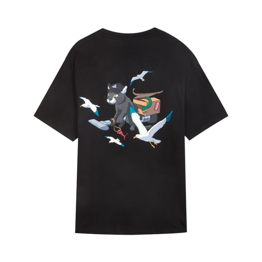 Puma Ss25 Ss Gf Футболка с принтом Paro Fashion Пуловер с круглым вырезом Футболка с коротким рукавом Топы унисекс Черный 631253-01