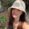 Fisherman's Hat Women Crochet Sun Hat  Summer Knitted Hollow Paper Straw Bucket Hat Outdoor Casual Panama Hat Femmal Shade Caps