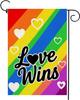 Pride Garden Ag 12x18 Inch, Rainbow Love Wins Double Sided Ag LGBTQ Community Parade Holiday Party for Yard Outdoor Deco Kkz
