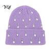 Elastic Skull Cap for Daily Wear Waterdrop Rhinestone Knit Hat, Bling Stretchy Winter Cuffed Knitted Sparkling Hats Women Men Cold Weather Hat