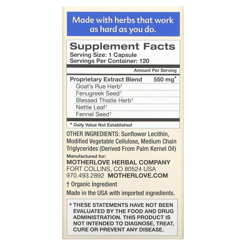 Motherlove Breastfeeding, Mother's Milk Special Blend, 120 Liquid Capsules