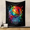 Colorful Basketball Splash Art Design Patterned Tapestry Decorative Wall Hanging, Home Bedroom Living Room Decor