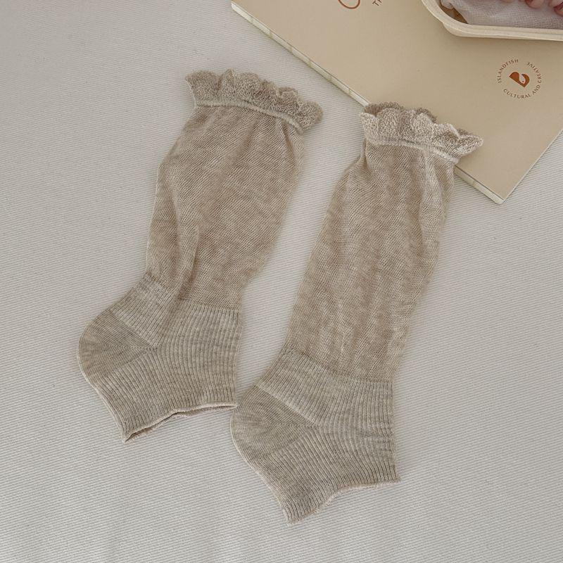 Korean Lace Cuffs Color Block Footless Ballet Mid-Calf Socks