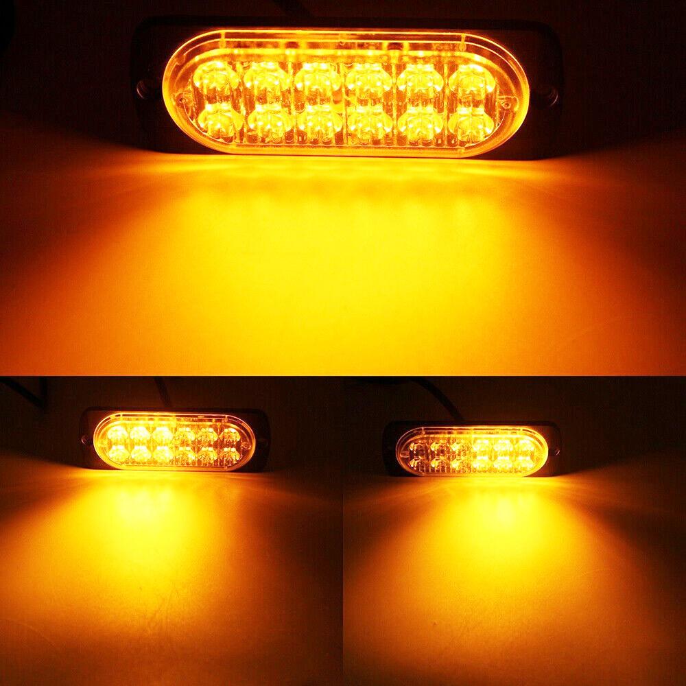 12 LED Strobe Lights Emergency Flashing Beacon Warning Light 12V 24V Stroboscopes For Auto DRL Car Truck Police Amber Red Blue