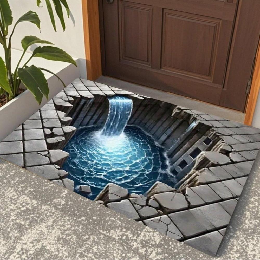Turtle Koi Printed 3D Visual Effect Mat 2D Flat Door Rug Floor Mat Thickened Bathroom Mat Kitchen
