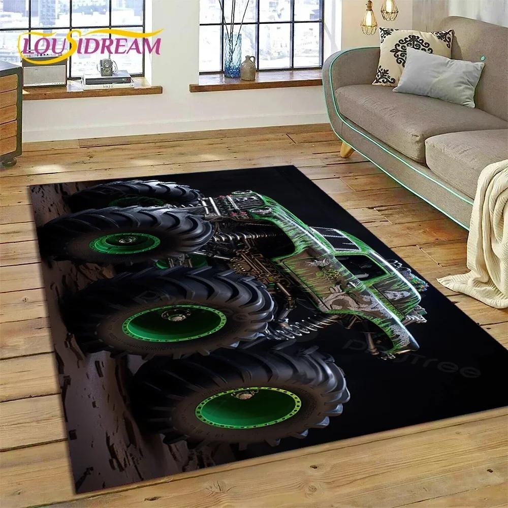 Ковер-мультфильм Monster Truck Monster Jam для спальни, гостиной, дома, украшение для дивана, большая игровая напольная подстилка для детей