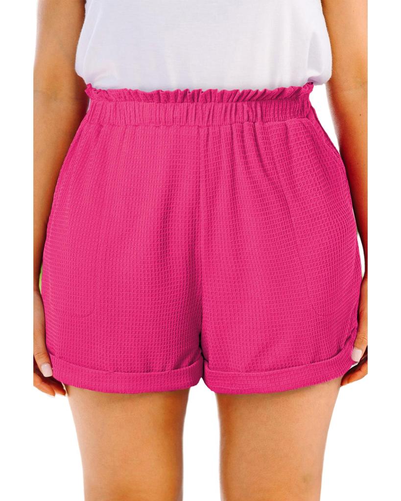 Azura Exchange Ярко-розовые текстурированные шорты размера плюс с оборками и эластичной талией