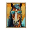 Stylish Horse In Glasses Stylish Horse In Glasses, 70X100 Cm, Wooden Frame Light Oak, Matte Paper 230 Gsm