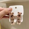 Trendy Girl Heart Student Earrings Earrings Needle Korean Flocking Cute Bear Stud Earrings with Simple Temperament