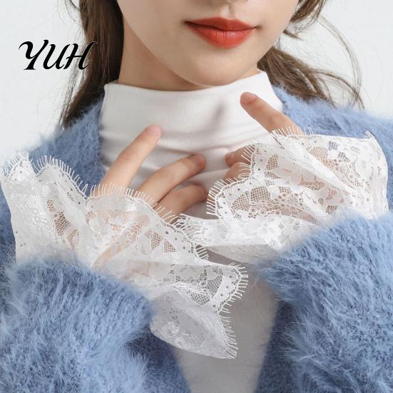 Layering Fake Sleeves Lace Cuffs for Women, Detachable Elastic Wrist Cuffs, Elegant Accessory Sweaters And Cardigans Trumpet