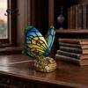 Study Desk Atmosphere Light Cute Bedside Table Lamp, Butterfly Rose Nightstand Lamps, Stained Glass Aged Bronze Carving Lamp Wing Shade, Bedroom Decor
