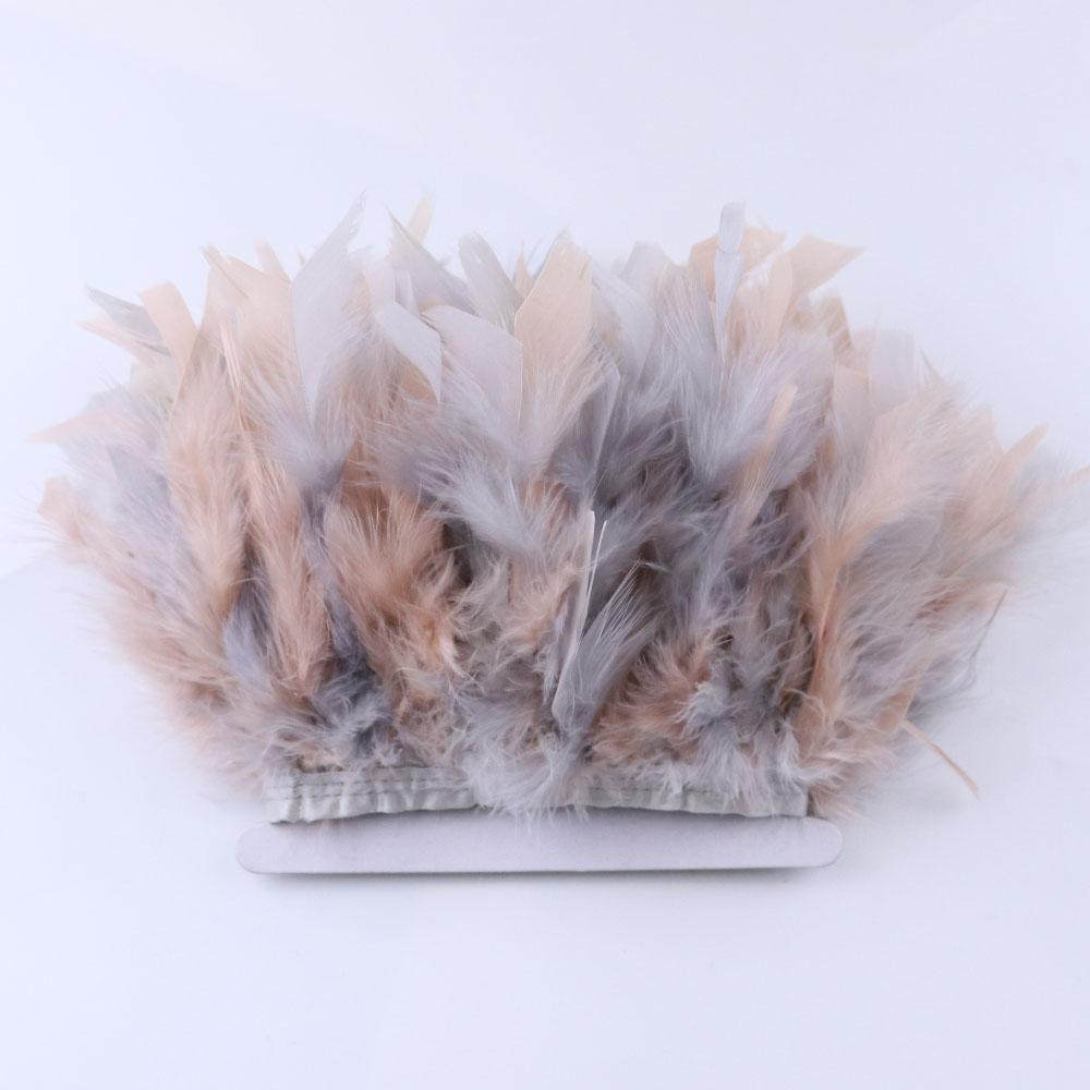 1Meter Mixed Color Turkey Feather Trim Fringe 10-15cm Dyed Feathers Ribbon for Costume Party Dress Decoration Accessory Crafts