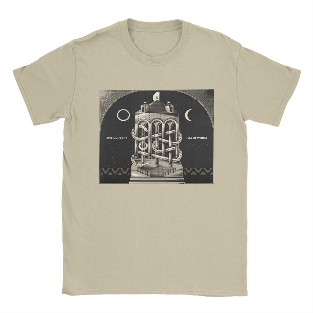 Awesome Have a Nice Life Sea Of Worry T-Shirts for Men O Neck Cotton T Shirt Album Music Short Sleeve Tee Shirt New Clothes