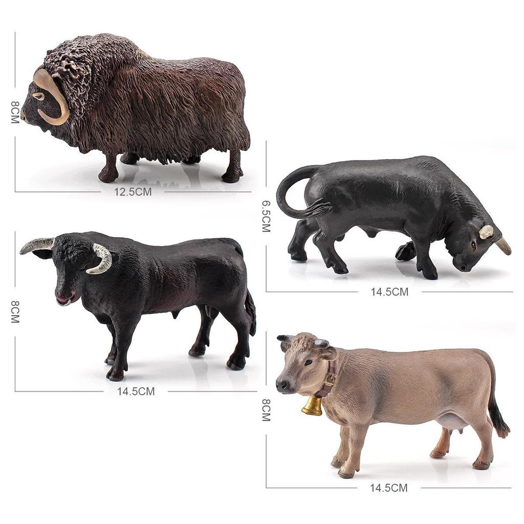 Swiss Brown Bull and Musk Ox North African Model Toy Ranch Animal Ornaments