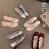 Korean Version of One Word with Mary Jane Single Shoes Inner Height Increase Women's Shoes Summer French Silver Half Slippers Bag Head Sandals Women