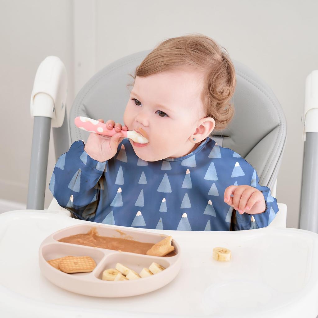 Детская еда на месяцы горы [Маленький димсам] Фартук, рукав, водонепроницаемый, ребенок, ясли, детский сад, 6-36 (Набор 2) (Снежный и Лис)