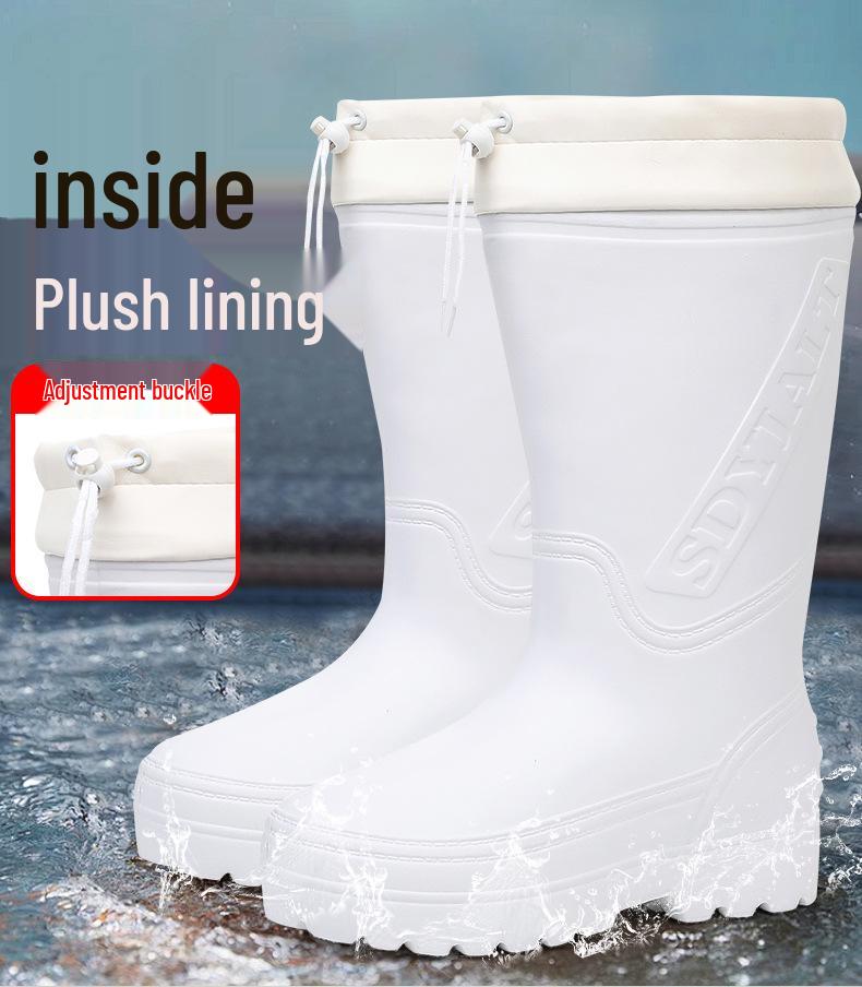 Нескользящие водонепроницаемые высокие резиновые сапоги - Зимний стиль EVA, хлопковая подкладка, маслостойкие, прочные 998