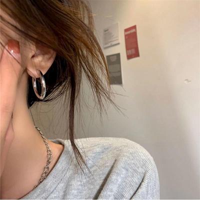 Серебристые цветные круглые серьги-кольца для пирсинга, вечерние серьги из нержавеющей титановой стали, ювелирные изделия для ушей, женские и мужские серьги