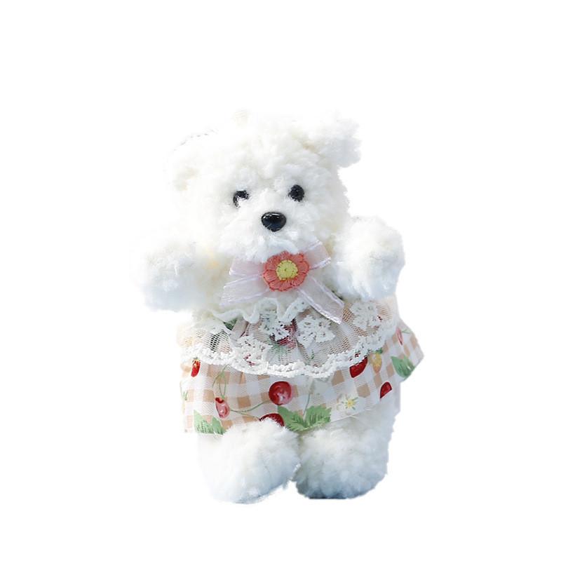 Soft Plush Bear Figurine With Blossom Pattern For Girls Gift And Decor