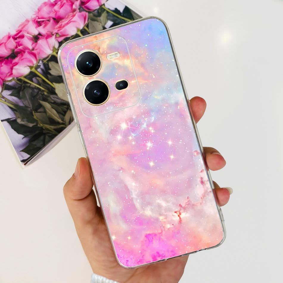 Чехол для Vivo V25 5G Vivo V25e V 25 25E 4G V2202 V2201 Милый узор с пандами и цветами Мягкий силиконовый ТПУ чехол для телефона