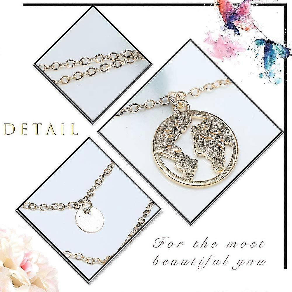 Necklace With Map Registration Card; Multilayer Necklace; Women's Acsergery And Girls'