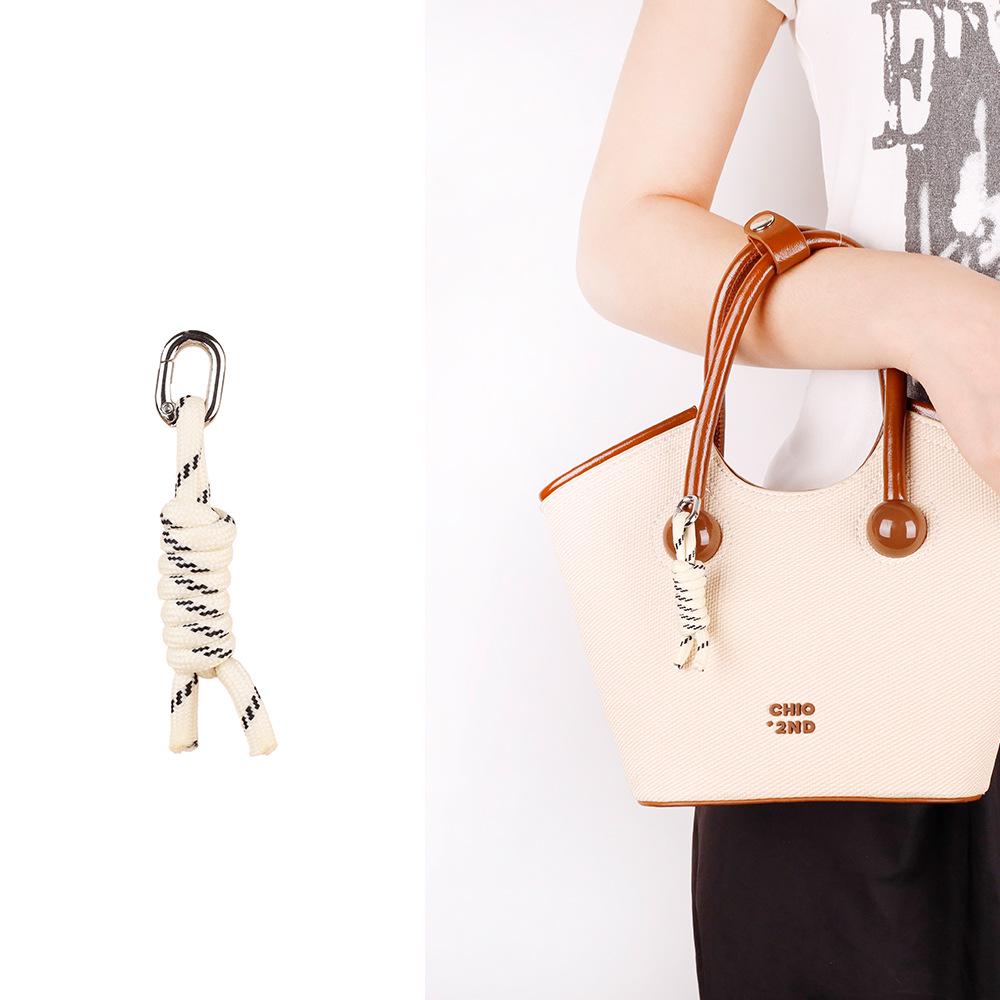 Natural Wood Bead Charm Anklet & Handmade Keychain Pendant