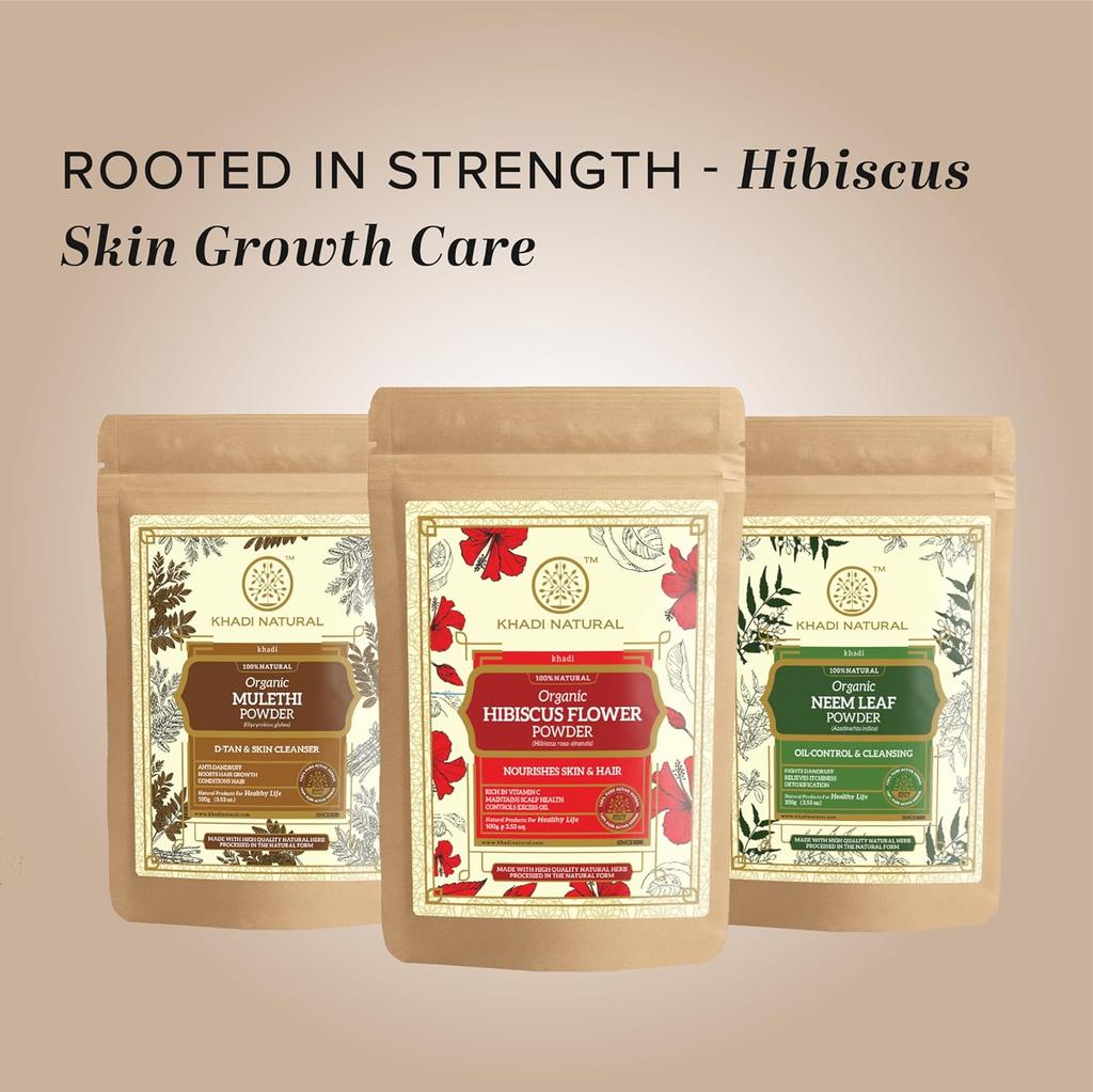 KHADI NATURAL Цветок Гибискуса Органический Порошок 100 г Кондиционер для Волос Ускоритель Роста Волос Блеск