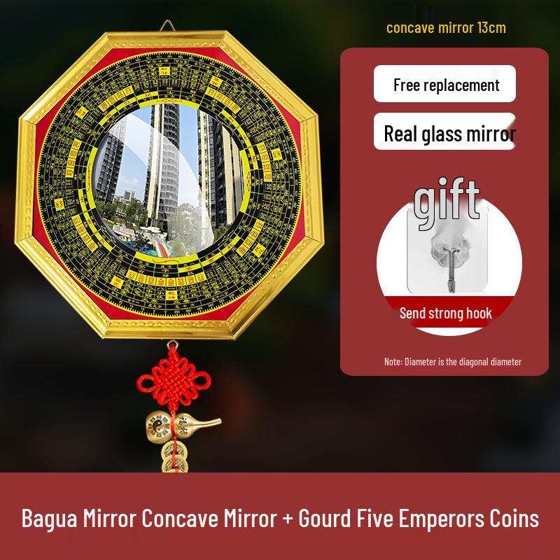Pure Copper Bagua Convex Mirror for Home & Shop Décor