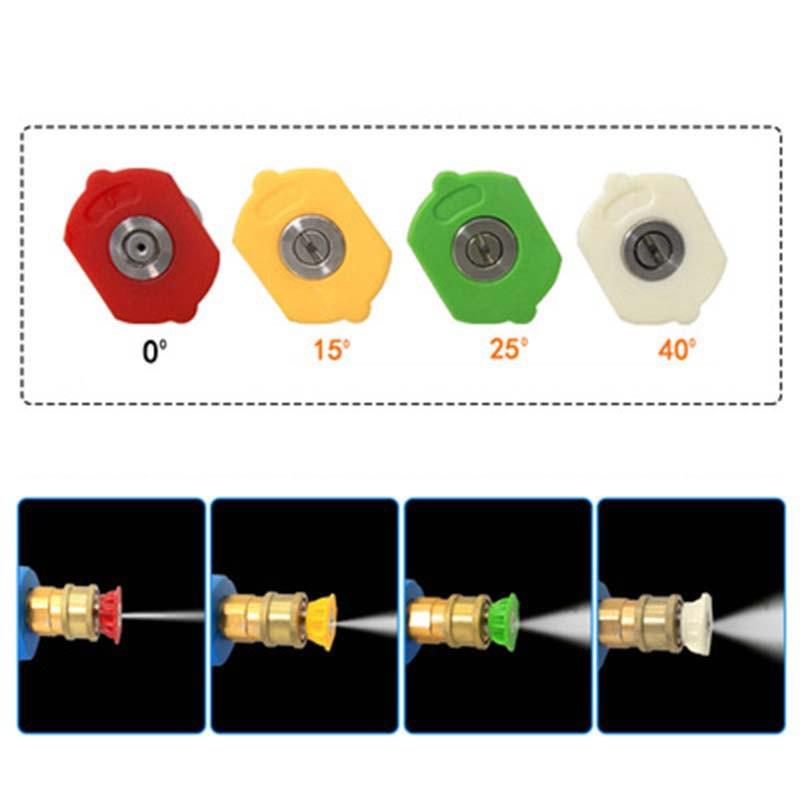1Pc 1/4" Quick Connect Garden High Pressure Washer Spray Nozzle 0 15 25 40 60 Degree Watering Soap Nozzle Tip Garden Cleaning