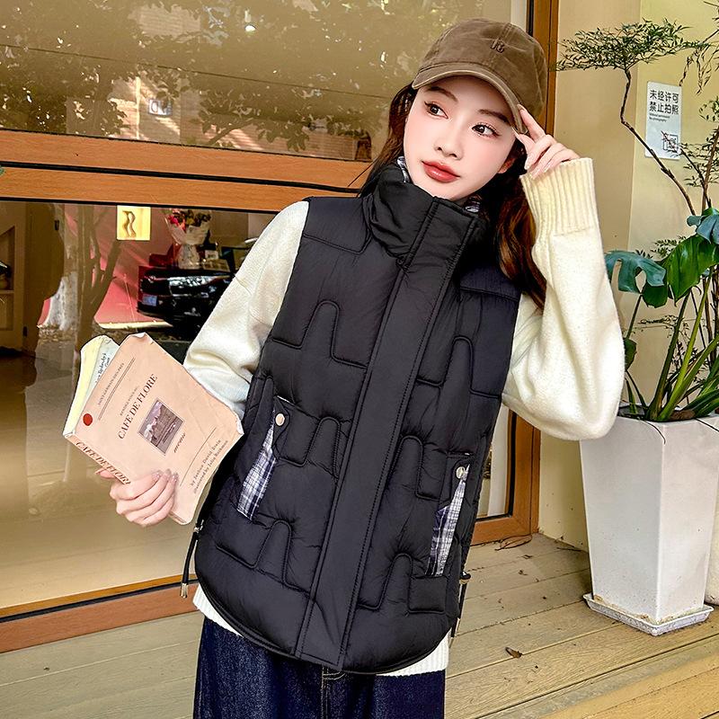 New small down cotton vest women's winter thickened loose simple warm vest vest