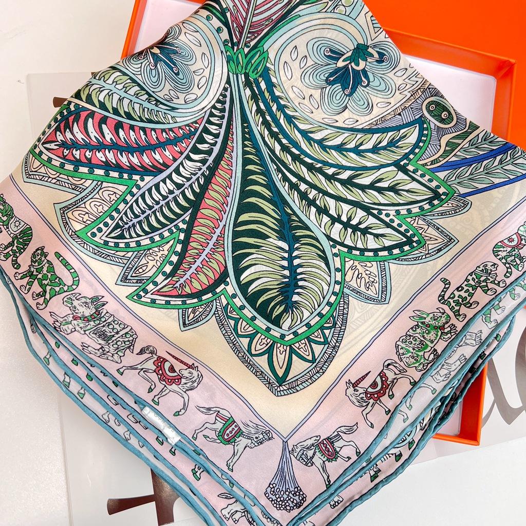 [Fresh Green Waist Drum] Elegant And Beautiful Mulberry Silk Square Scarf Silk Silk Scarf Shawl Women'S Spring