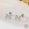 925 Sterling Silver Bowknot Sparkling Zircon Stud Earrings for Girls Elegance Small Korean Style Earring Women Luxury Jewelry