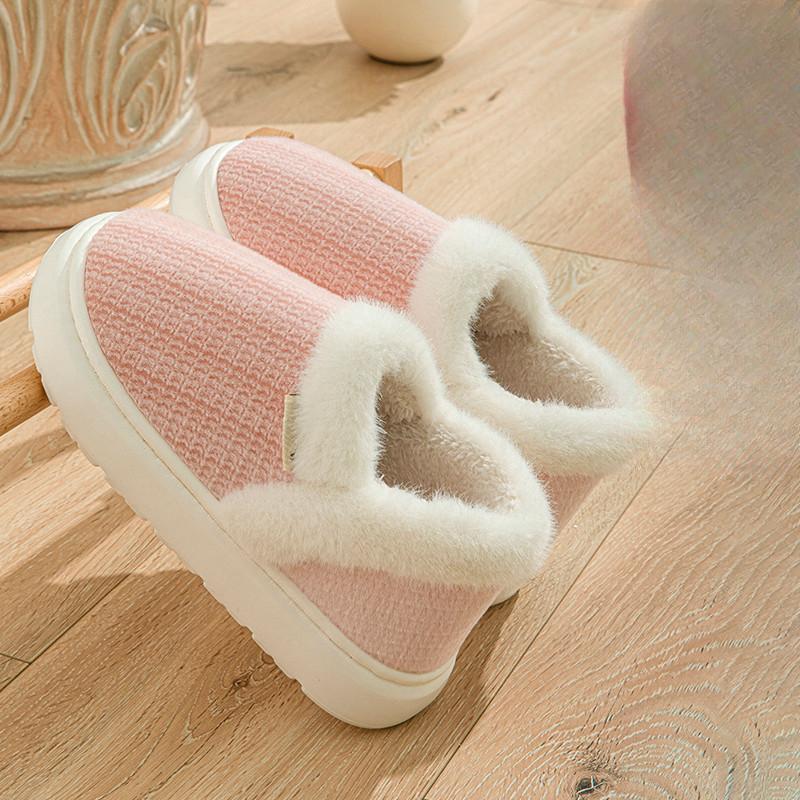 Женские хлопковые тапочки на каблуке-мешке, простые, для домашнего и хозяйственного использования, высокие теплые хлопковые туфли с флисом, мужская зимняя верхняя одежда