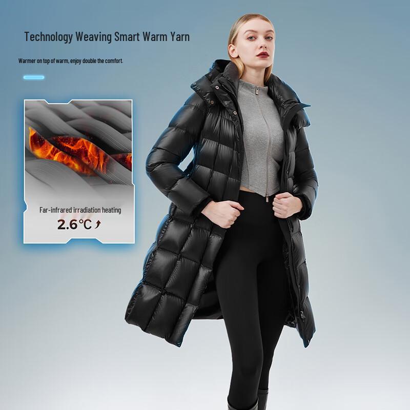 Tanboer Women's Shiny Mid-Length Goose Down Puffer Jacket