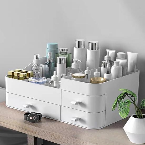 Countertop Storage Box Makeup Organizer with Drawers Large Capacity Smooth Edge Burr-Free Storage Container Cabinet Shelf Organizer