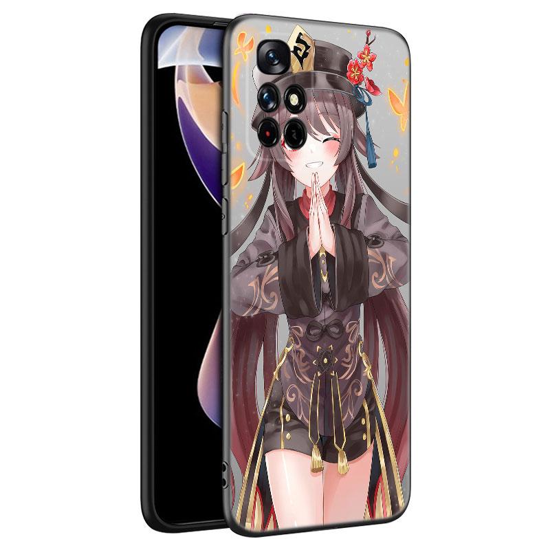 Hu Tao Genshin Impact Black Silicone Phone Case For Xiaomi Redmi Note 10 11 11S 12 13 4G 8 9 11T Pro 5G Plus 8T 9S 10S 12S