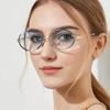 New Retro Oval Sunglasses For Women Personalized Small Round Frame Eyewear Gradient Color Frameless Diamond Cut Edge Eyeglasses