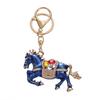 Keychain Pendant Chinese Style Rhinestones-Encrusted Oil Painting 3D Zodiac Horse Design Key Chain Metal Charm Bags Keyring