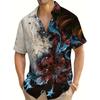 Summer Vacation Retro Flower Pattern 3D Printed Men's Colorblock Short Sleeve Shirt Hawaiian Style Men's Shirt Oversized Tops