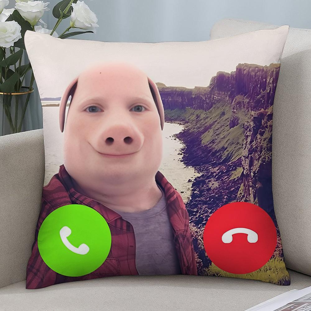 Наволочка John Pork Is Calling 3D-печать Полиэфирное волокно 40*40 см Декоративная наволочка для дивана Подарок на фестиваль