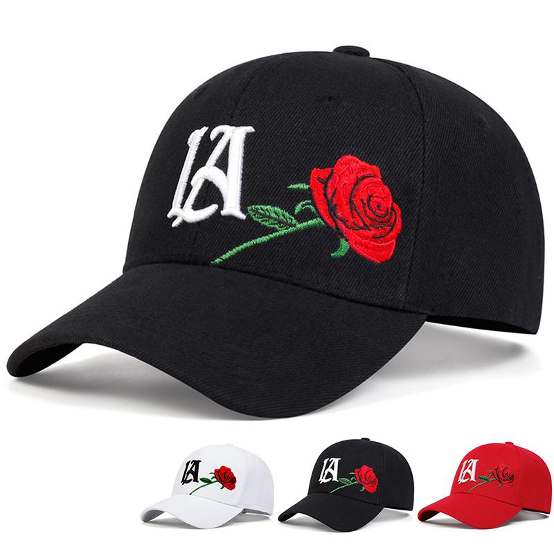 Unisex Rose Letter Embroidery Baseball Caps Spring and Autumn Outdoor Adjustable Casual Hats Hip Hop Hat Sunscreen Hat