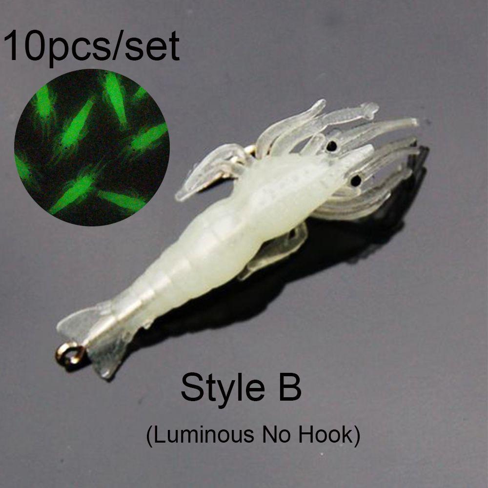 10Pcs New Soft Biomimetic Sea Fishing Prawn Lure Hook Worm Silicone Shrimp Fake Bait