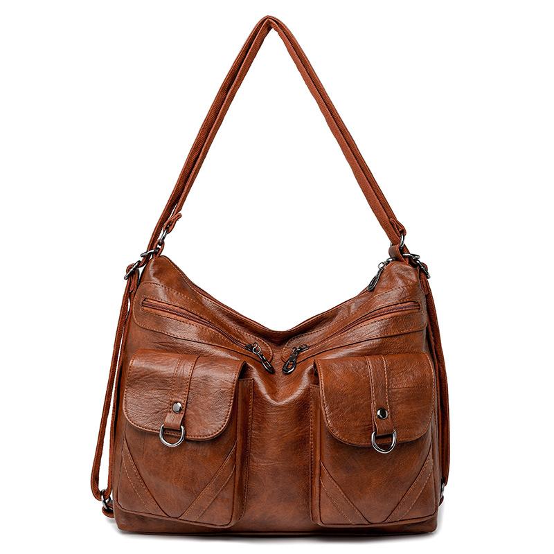 Сумка для женщин среднего возраста Новая модная женская сумка Мягкая кожа Большая вместимость Одно плечо Через плечо Многослойный рюкзак