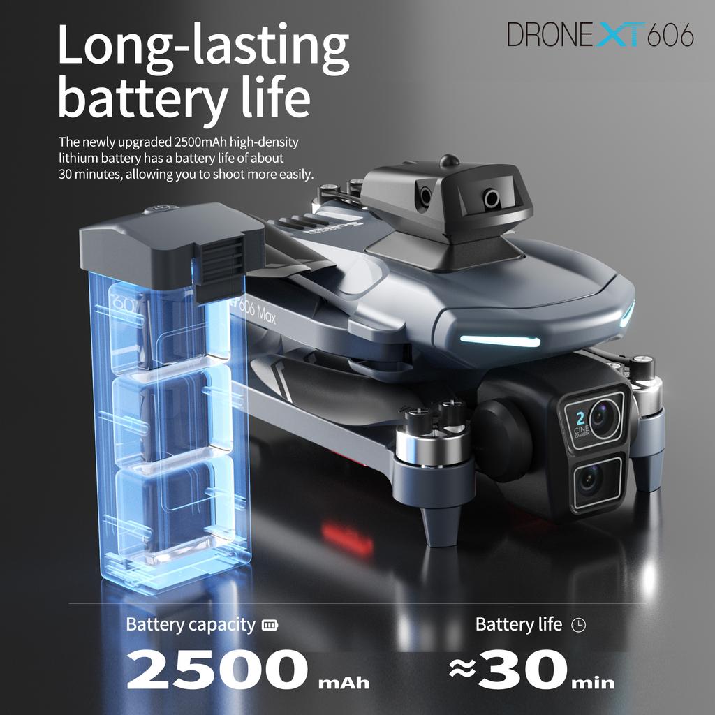XT606 Drone 4K Professinal With HD Camera Dual lens Quadcopter RC Helicopter FPV Obstacle Avoidance  Brushless motor UAV Toys