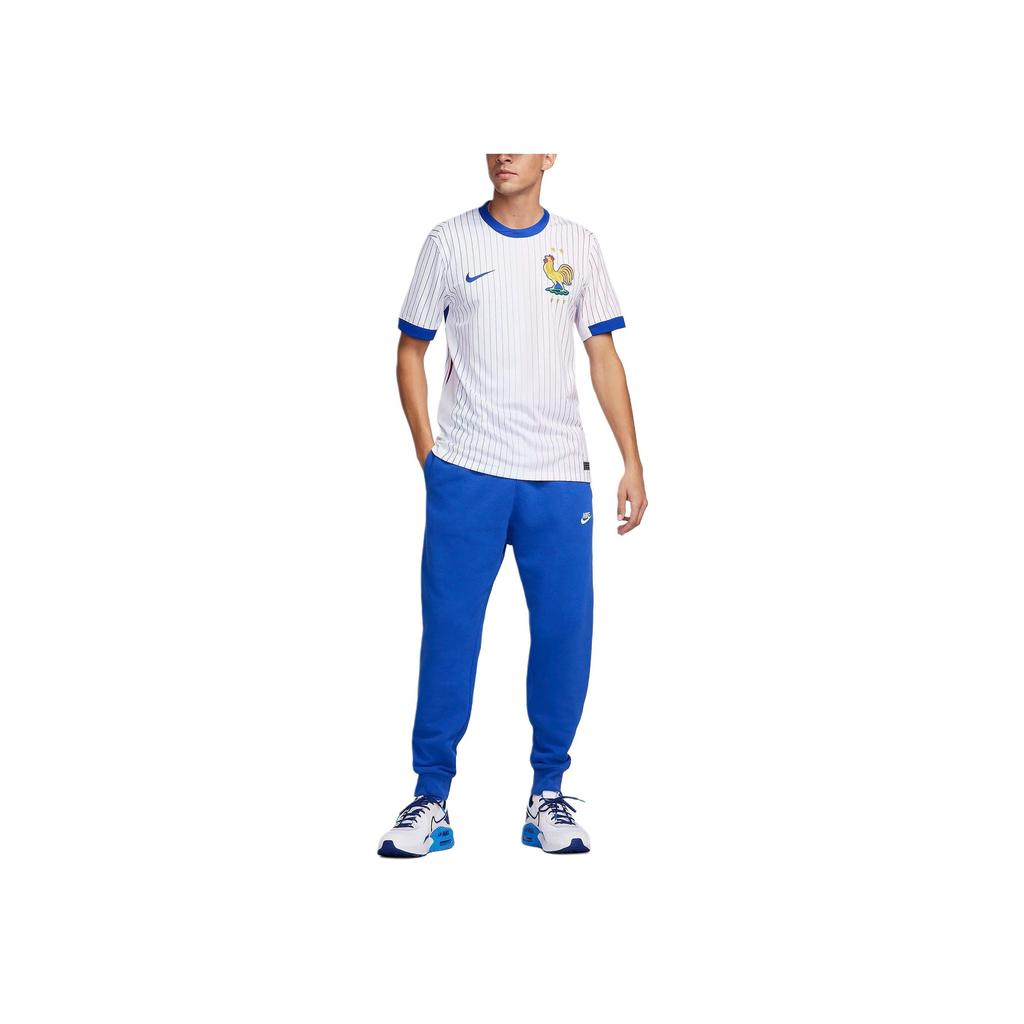 Nike Полосатый круглый вырез с логотипом и короткими рукавами, мужские футбольные майки, синие FJ4273-100