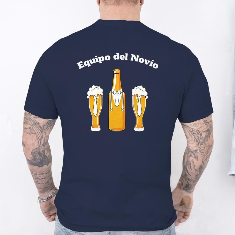 Retro Style Spanish Mens Team Groom Matching Tees Fashion Beer Graphic TShirts Male Wedding Bachelor Party Group Matching Tops