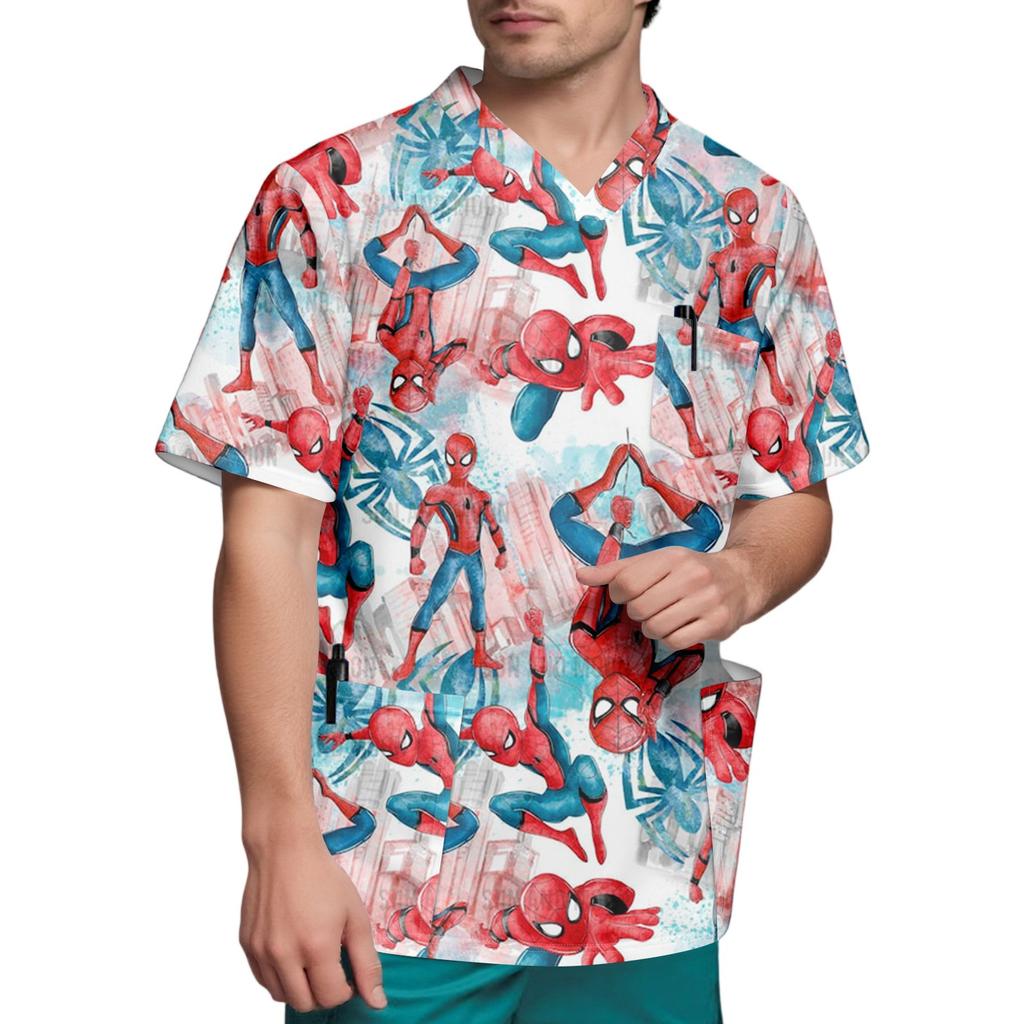 Мужской топ с коротким рукавом и V-образным вырезом с принтом нагрудного кармана