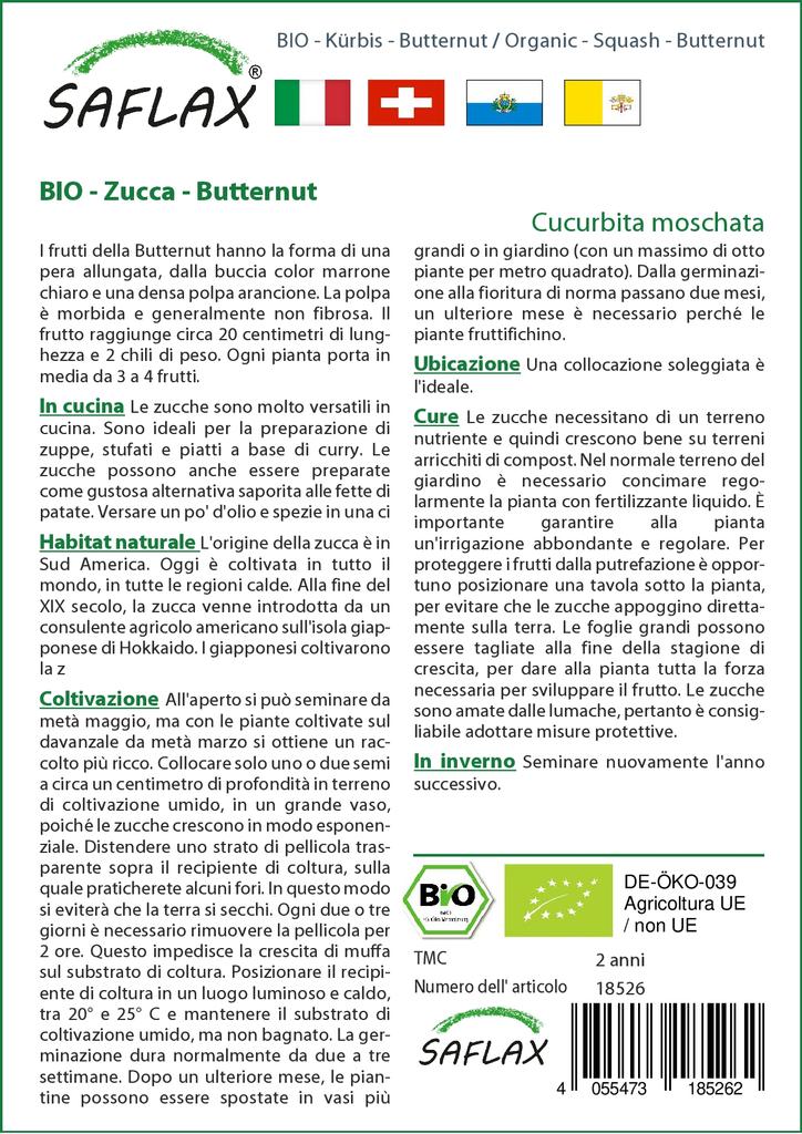 SAFLAX Garden in the Bag - Органический - Тыква - Мускатный орех - 6 семян - С субстратом в подходящем пакете - Cucurbita moschata