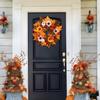 Autumn Wreath Faux White Pumpkin Maple Leaf Pine Cone Berry Wreath Handmade Farmhouse Wreath Fall Decoration for Home Thanksgiving Harvest Outdoor